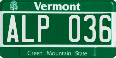 VT license plate ALP036