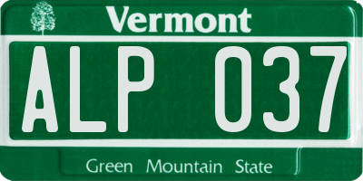VT license plate ALP037