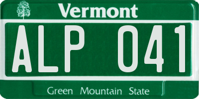 VT license plate ALP041