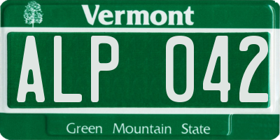 VT license plate ALP042