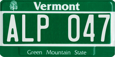 VT license plate ALP047
