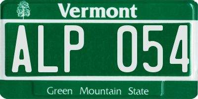 VT license plate ALP054