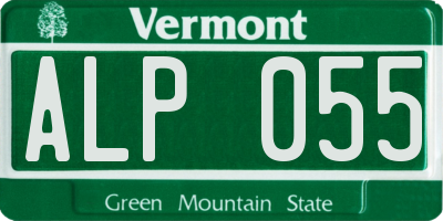 VT license plate ALP055