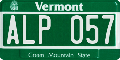 VT license plate ALP057