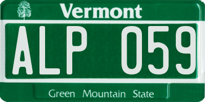 VT license plate ALP059