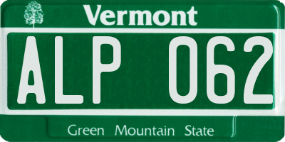VT license plate ALP062