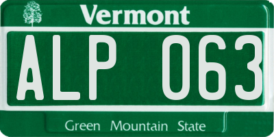 VT license plate ALP063