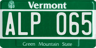 VT license plate ALP065