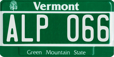 VT license plate ALP066