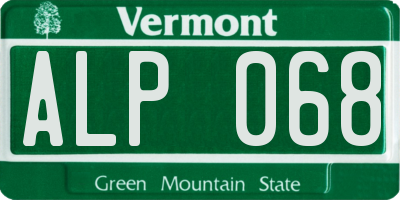 VT license plate ALP068