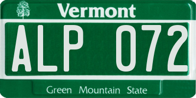 VT license plate ALP072