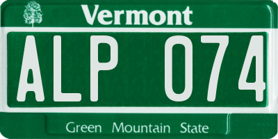 VT license plate ALP074