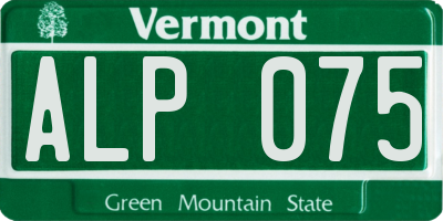 VT license plate ALP075