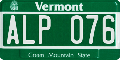 VT license plate ALP076
