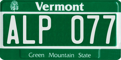 VT license plate ALP077