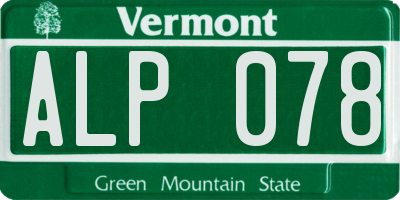 VT license plate ALP078