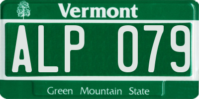 VT license plate ALP079