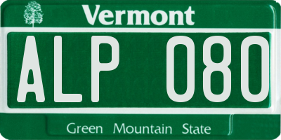 VT license plate ALP080