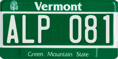 VT license plate ALP081