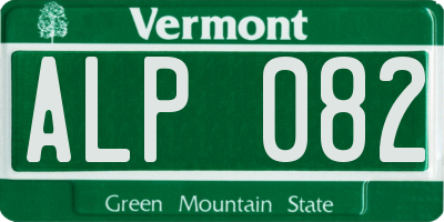 VT license plate ALP082