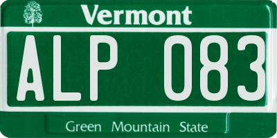 VT license plate ALP083