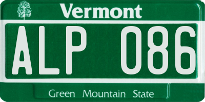 VT license plate ALP086