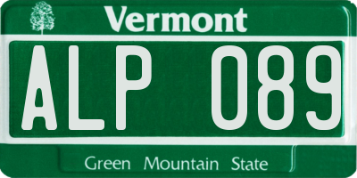 VT license plate ALP089