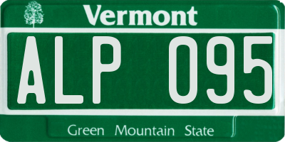 VT license plate ALP095