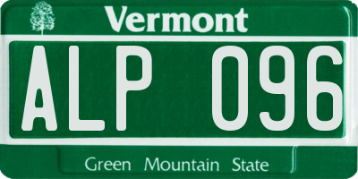VT license plate ALP096
