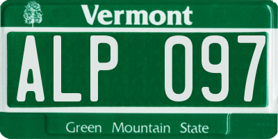 VT license plate ALP097