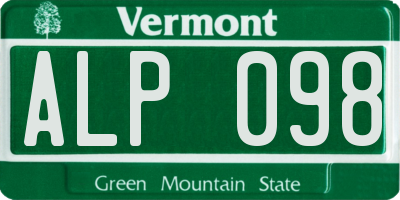 VT license plate ALP098