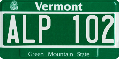 VT license plate ALP102