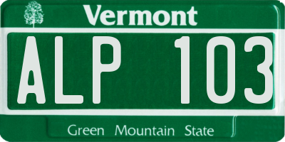 VT license plate ALP103