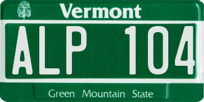 VT license plate ALP104