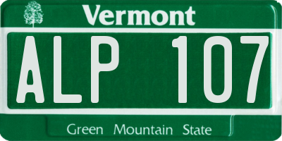 VT license plate ALP107