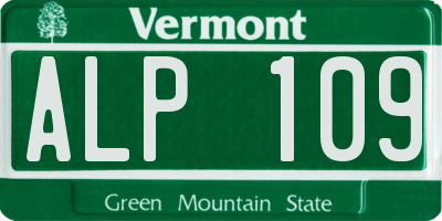 VT license plate ALP109