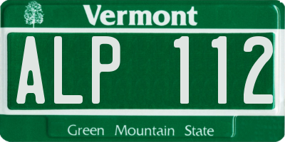 VT license plate ALP112