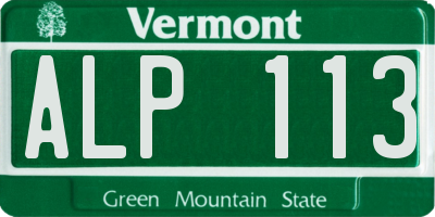 VT license plate ALP113