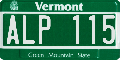 VT license plate ALP115