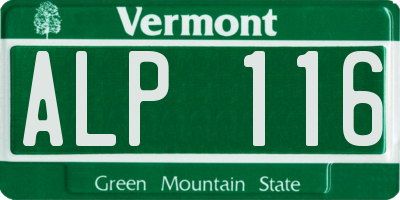 VT license plate ALP116