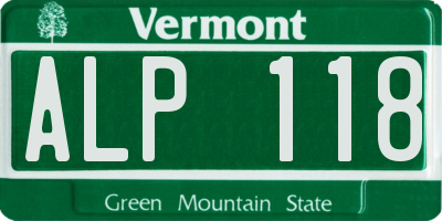 VT license plate ALP118