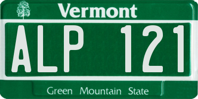 VT license plate ALP121