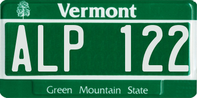 VT license plate ALP122