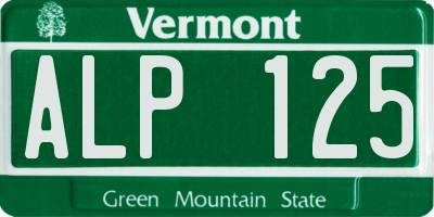 VT license plate ALP125