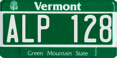 VT license plate ALP128