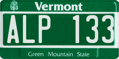 VT license plate ALP133