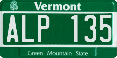 VT license plate ALP135