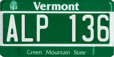VT license plate ALP136