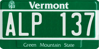 VT license plate ALP137