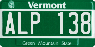 VT license plate ALP138